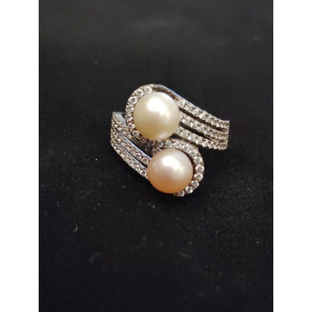 Signed Jts Sterling Silver Size 5.5 To 6 Ring CZ